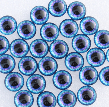 Oči nalepovací kulaté 10 mm - skleněné - modré