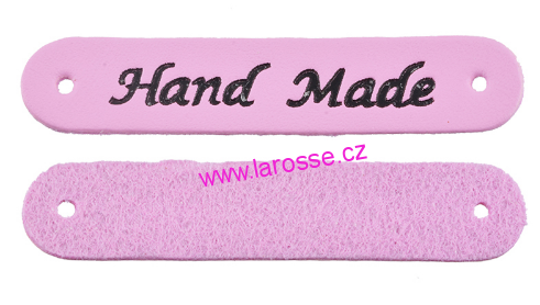 Nášivka Handmade - kožená - růžová