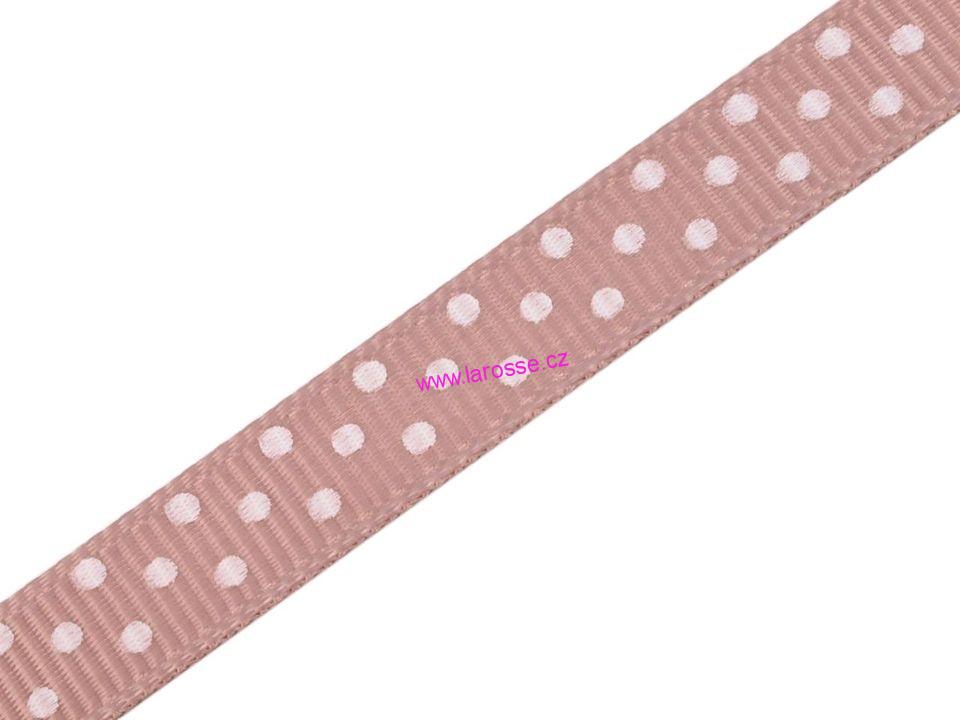Rypsová stuha šíře 10 mm s puntíky - růžová