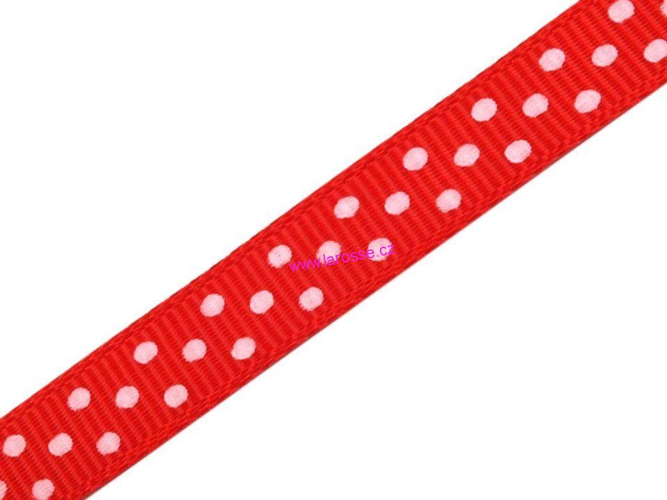 Rypsová stuha šíře 10 mm s puntíky - červená