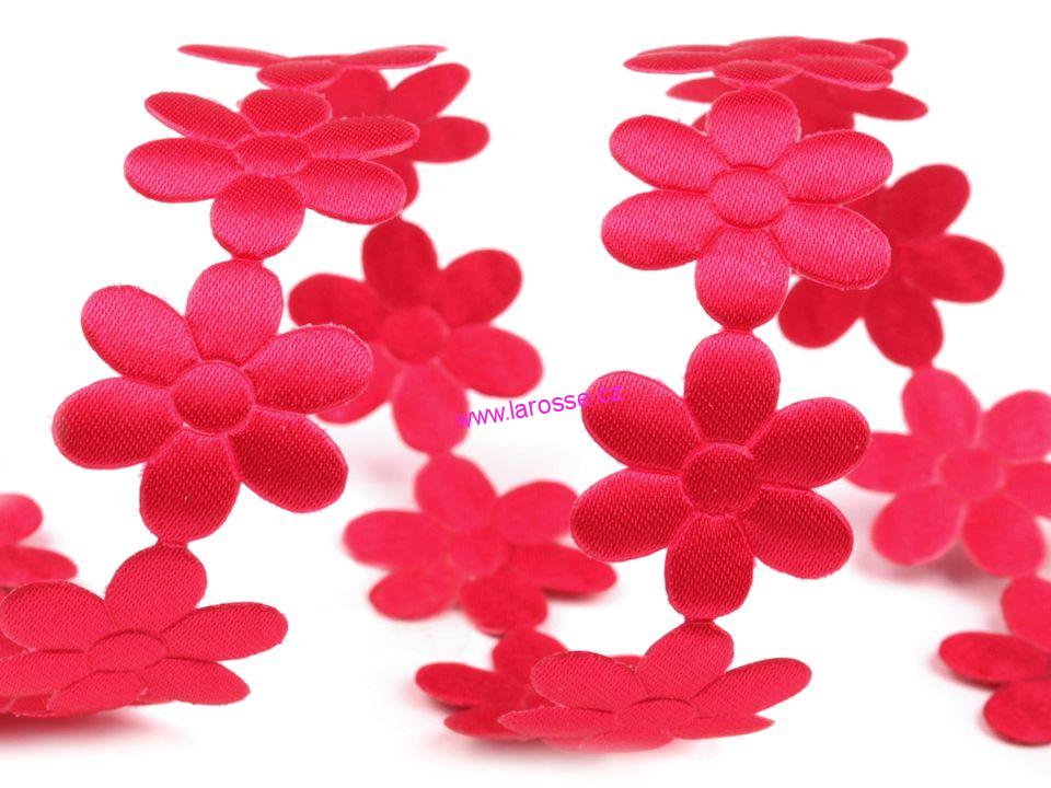 Saténový prýmek šíře 20 mm květ - růžový