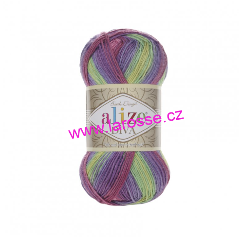ALIZE Diva Batik 3241 - fialová,růřová,zelená