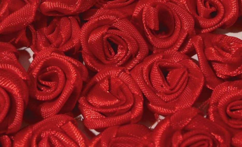 Saténová růžička 13-15 mm - červená