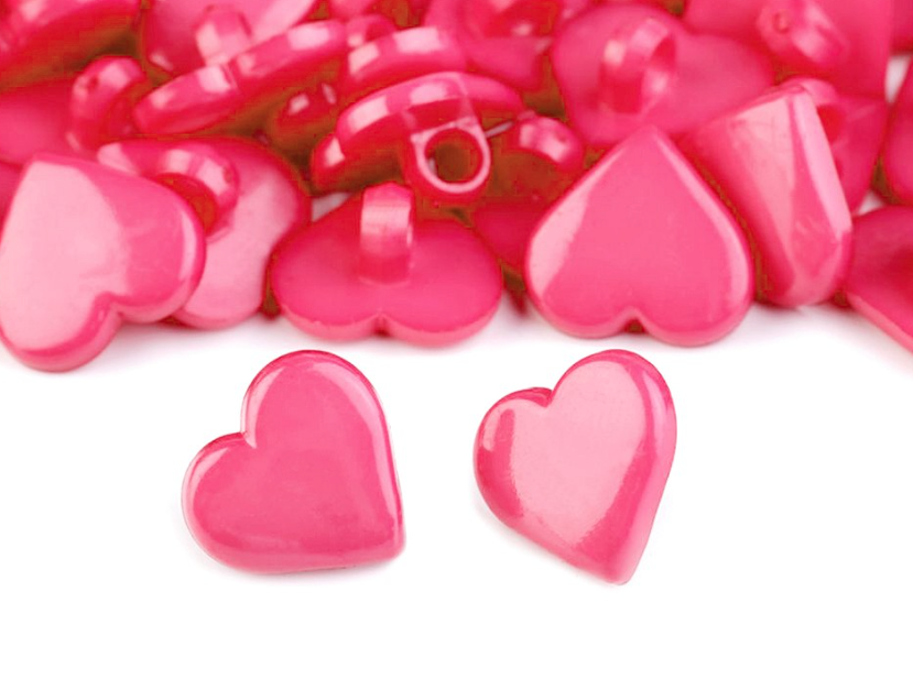 Knoflík srdce 15 mm - pink
