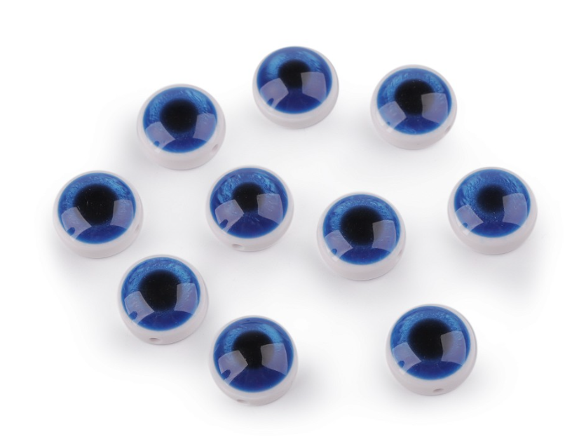 Našívací oči Ø15 mm, plastové - modré