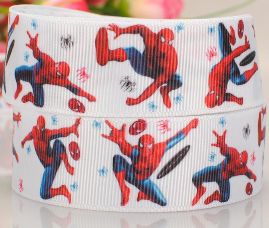 Rypsová stuha - SpiderM  - bílá