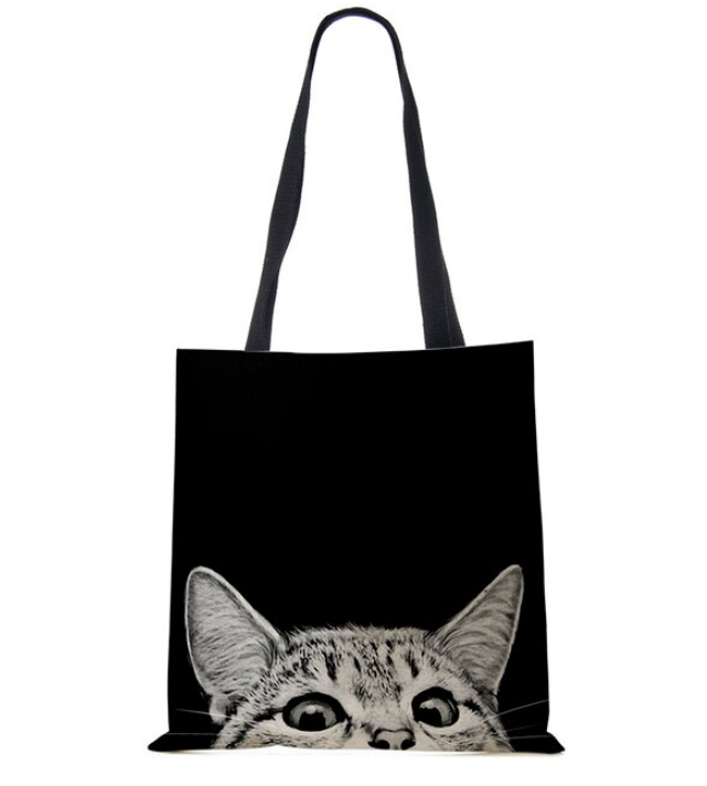 Lněná taška - kočka 