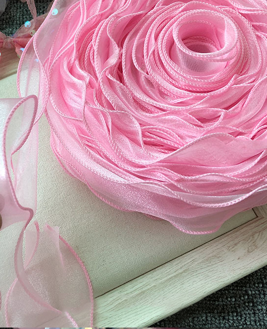 Organzová stuha s perleťovým leskem - růžová
