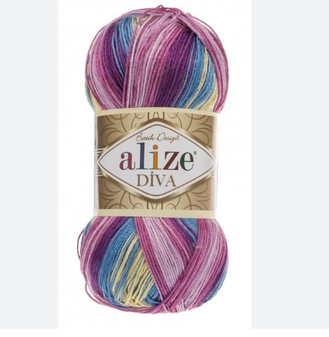 ALIZE Diva Batik 6794 - fialová,žlutá,modrá