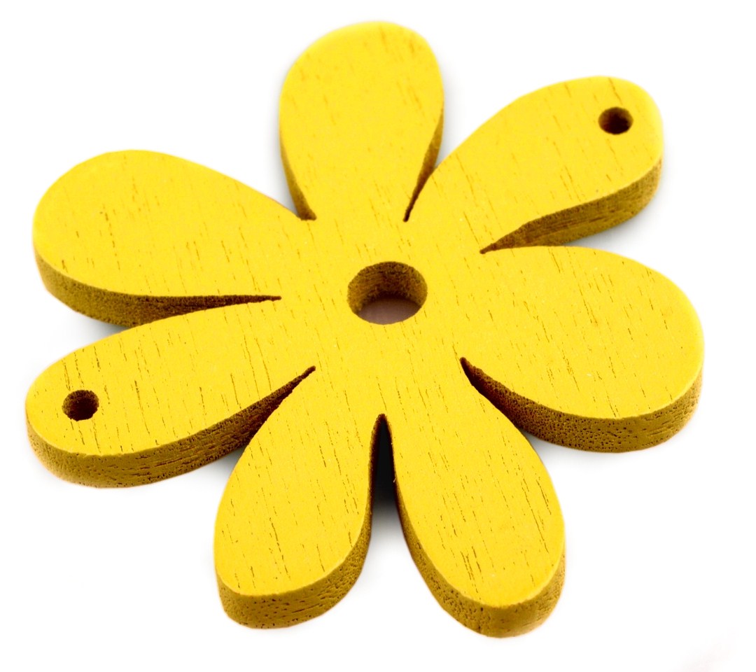 Dřevěný květ - žlutý