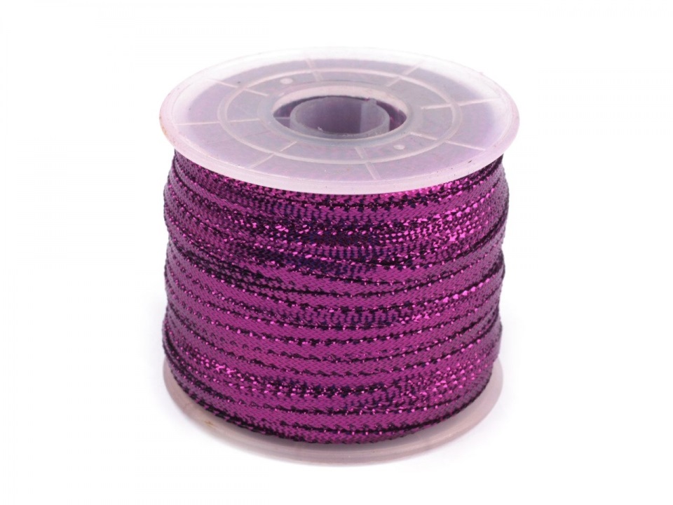 Stuha Deko šíře 3 mm s lurexem - fialová