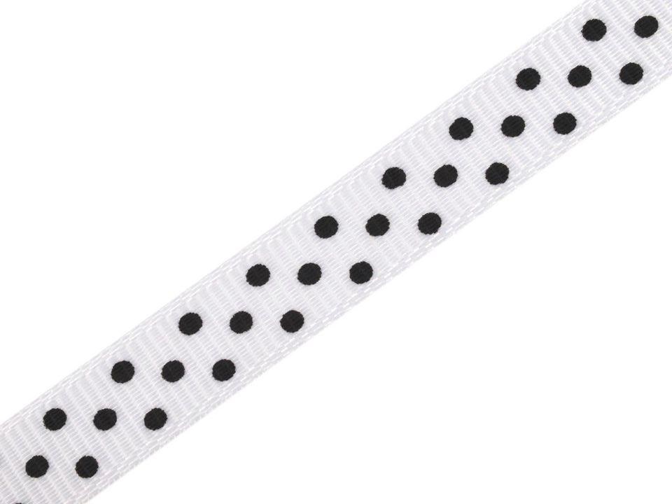 Rypsová stuha šíře 10 mm s puntíky - bílá