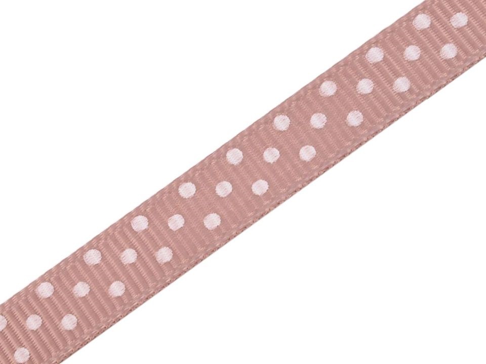 Rypsová stuha šíře 10 mm s puntíky - růžová