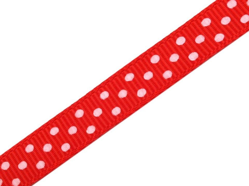 Rypsová stuha šíře 10 mm s puntíky - červená