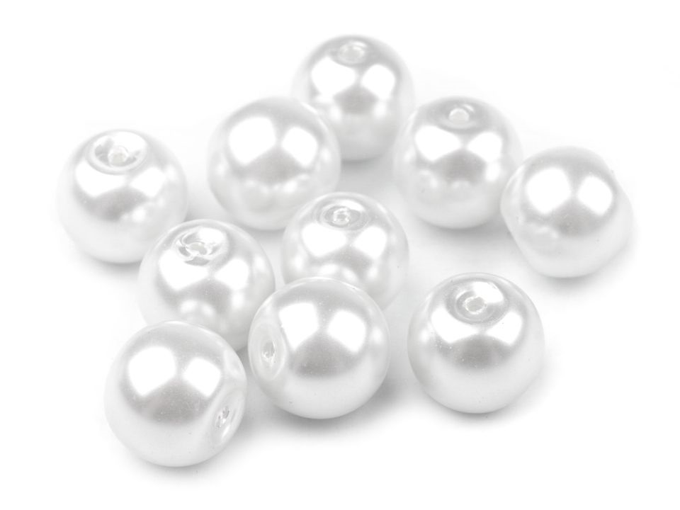 Voskované perly 15 ks - 8 mm - bílé