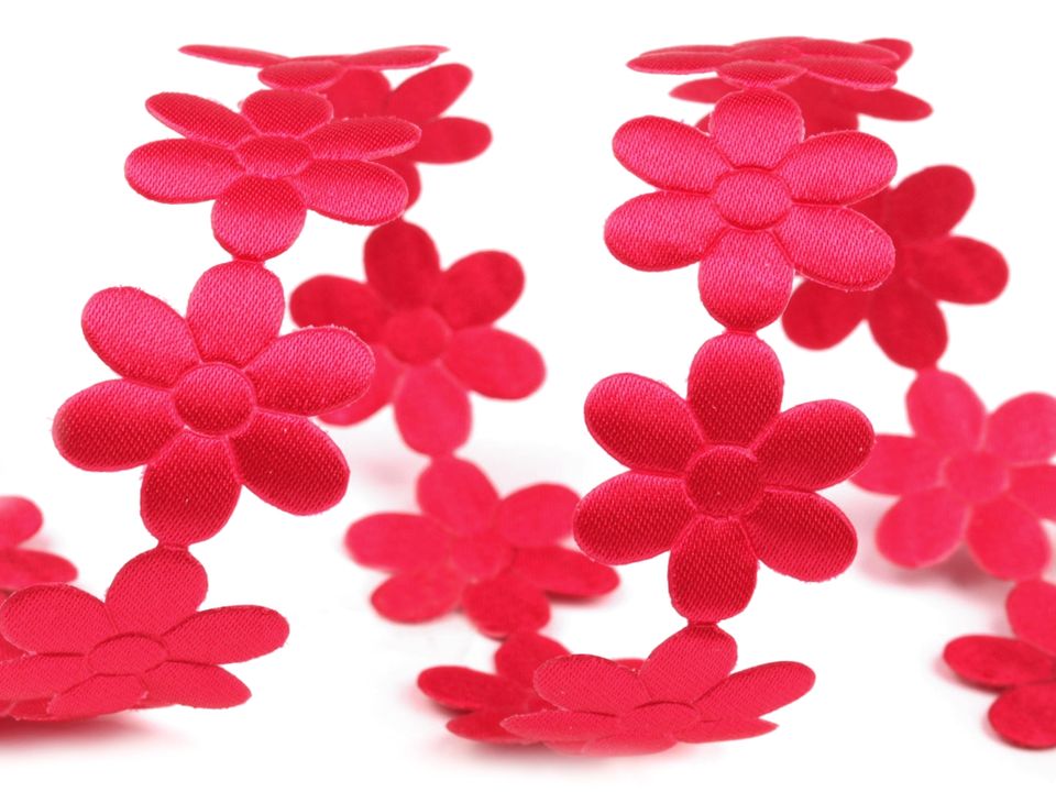 Saténový prýmek šíře 20 mm květ - růžový