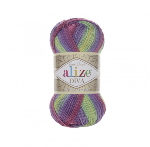 ALIZE Diva Batik 3241 - fialová,růřová,zelená